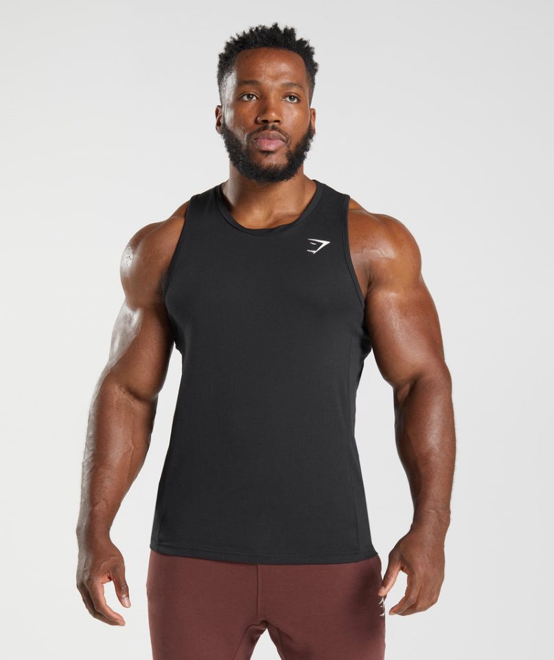 Men\'s Gymshark React Tanks Black | CA N6310A